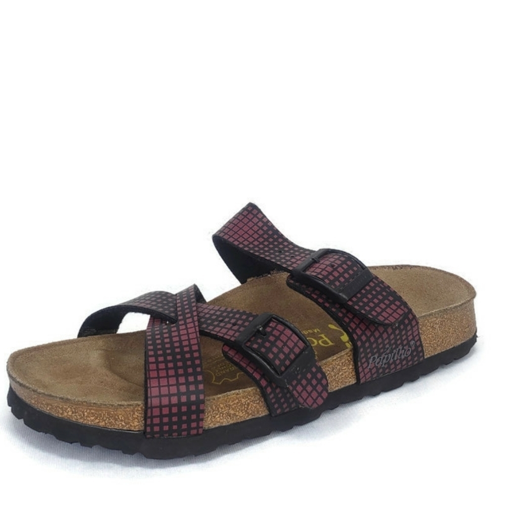 Birkenstock Papillio  Birko-Flor Slide Geometric Black Pink Sandals